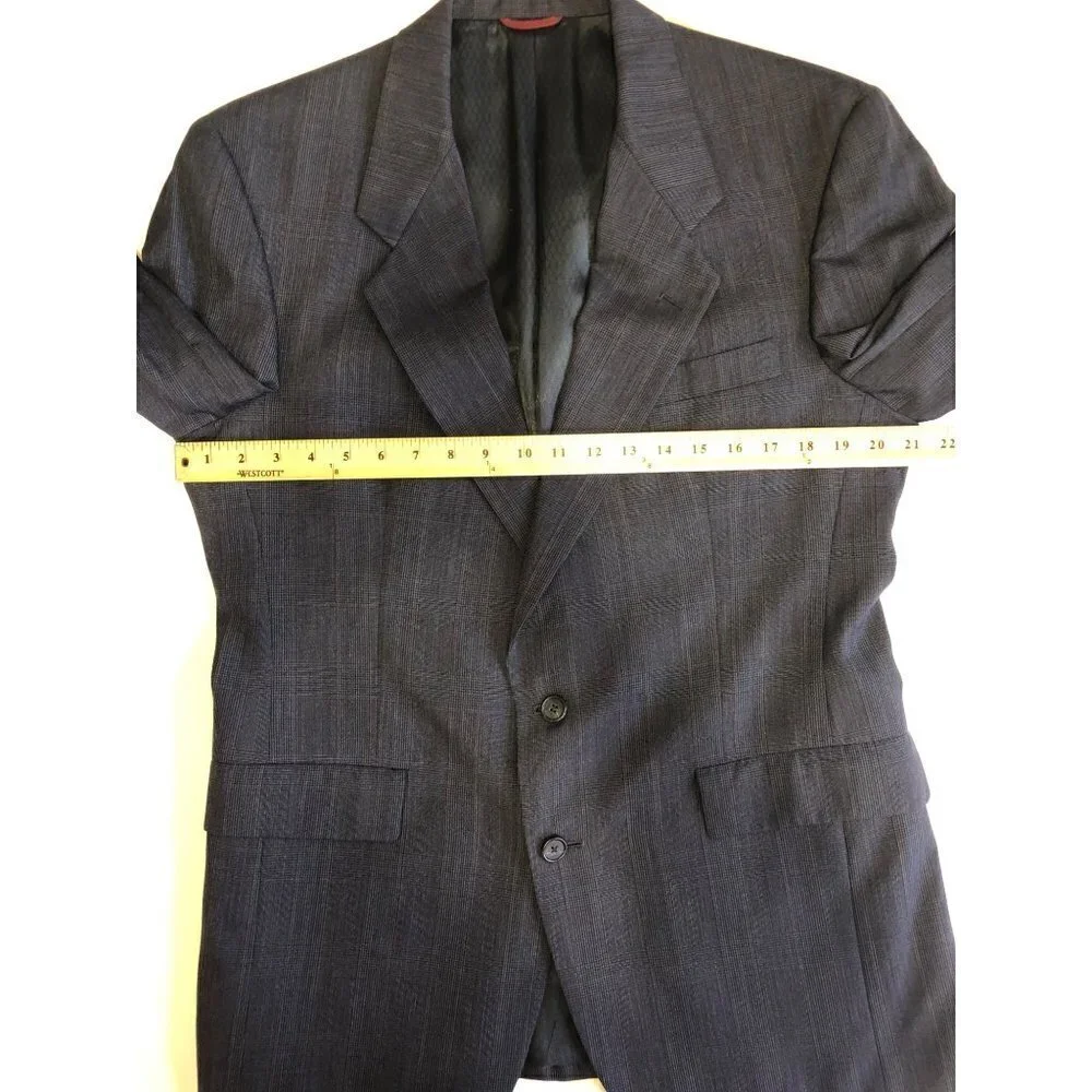 Hart Schafner Marx Mens Size 40R Sport Coat Blazer Blue 2 Button Glen Plaid FLAW